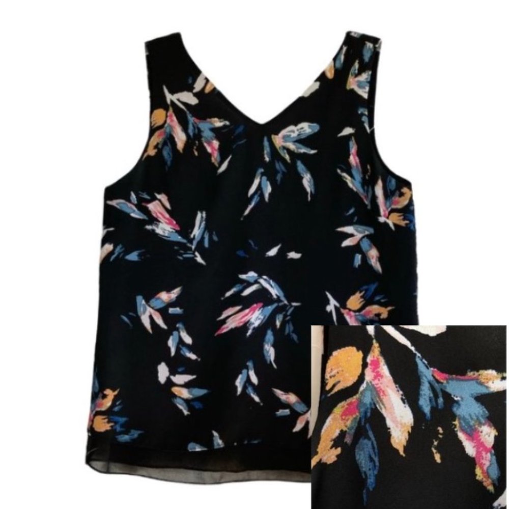 Philosophy Loose Fit V-Neck Layered Summer Tank Sz S Floral Print Sleeveless Top